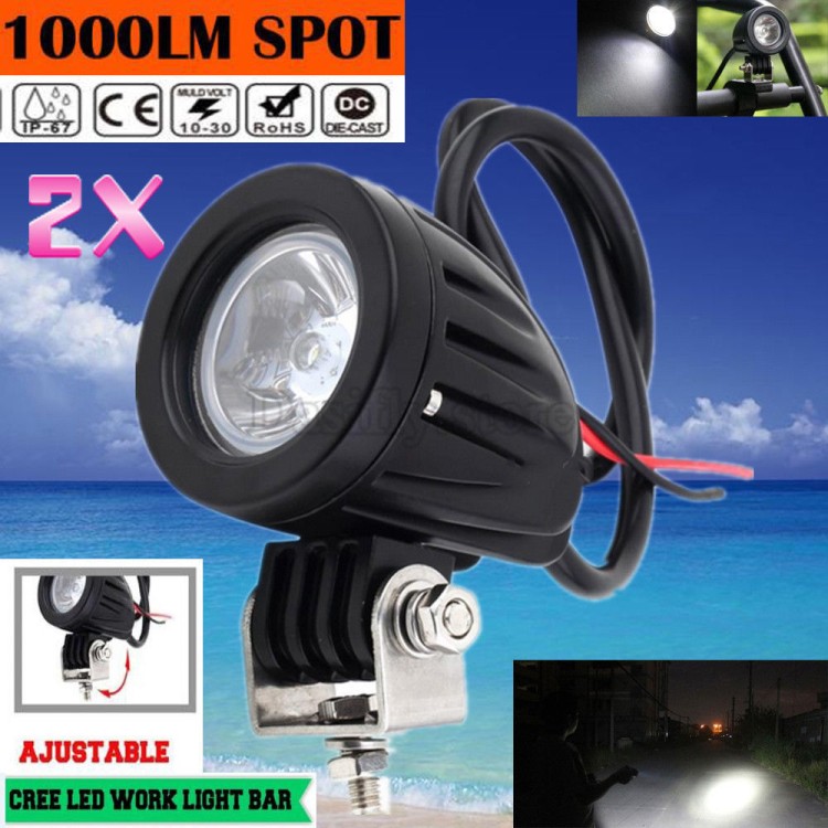 2x10W Cree Led στρόγγυλοι προβολείς μοτοσυκλέτας Jeep