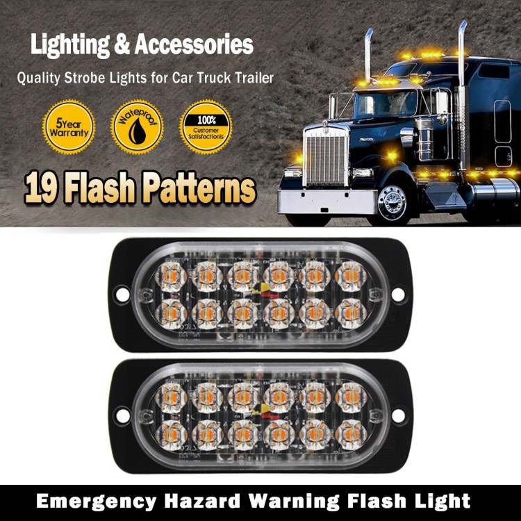 2x36W 12LED Προειδοποίηση έκτακτης ανάγκης Strobe πορτοκαλί 12-24V