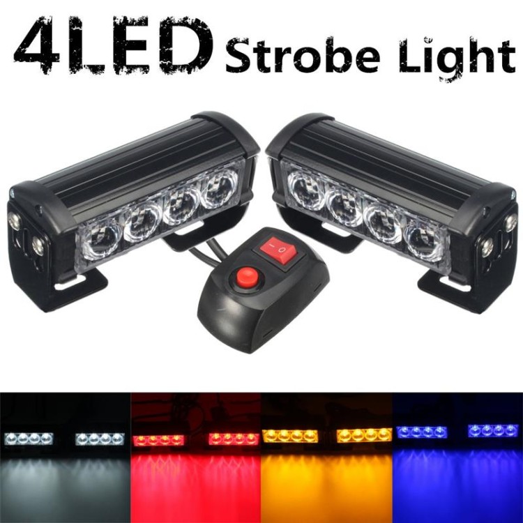 2x4 LED 12V Αυτοκίνητου Strobe Προειδοποίησης Έκτακτης Ανάγκης
