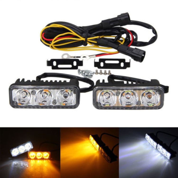 2x6 Led κιτ φώτα ημέρας λευκά και πορτοκαλί φλάς 12V