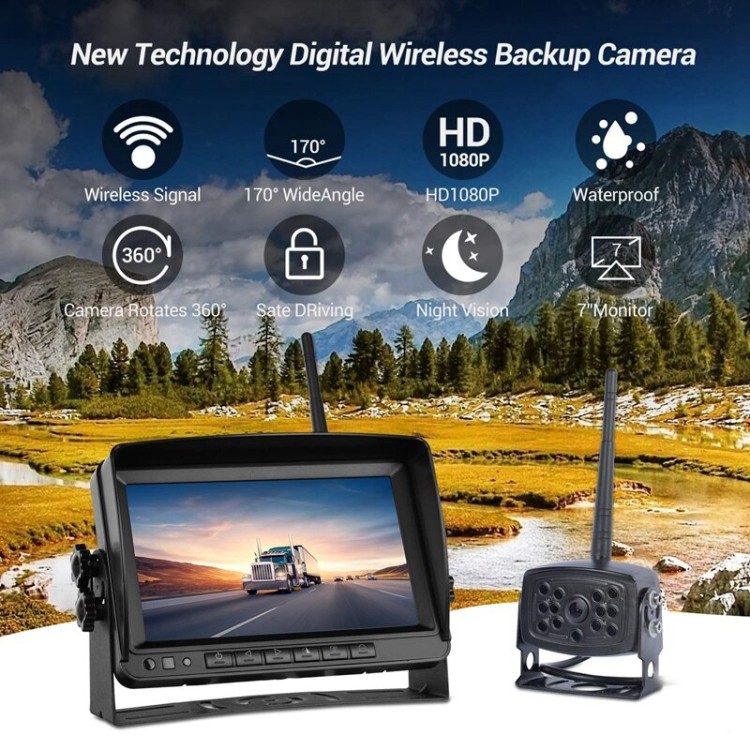 Ασύρματη κάμερα IP69 με οθόνη μόνιτορ 7 1080 HD 12-24V