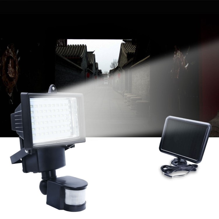 Ηλιακός προβολέας εξώπορτας κήπου 60 Led και αισθητήρα κίνησης