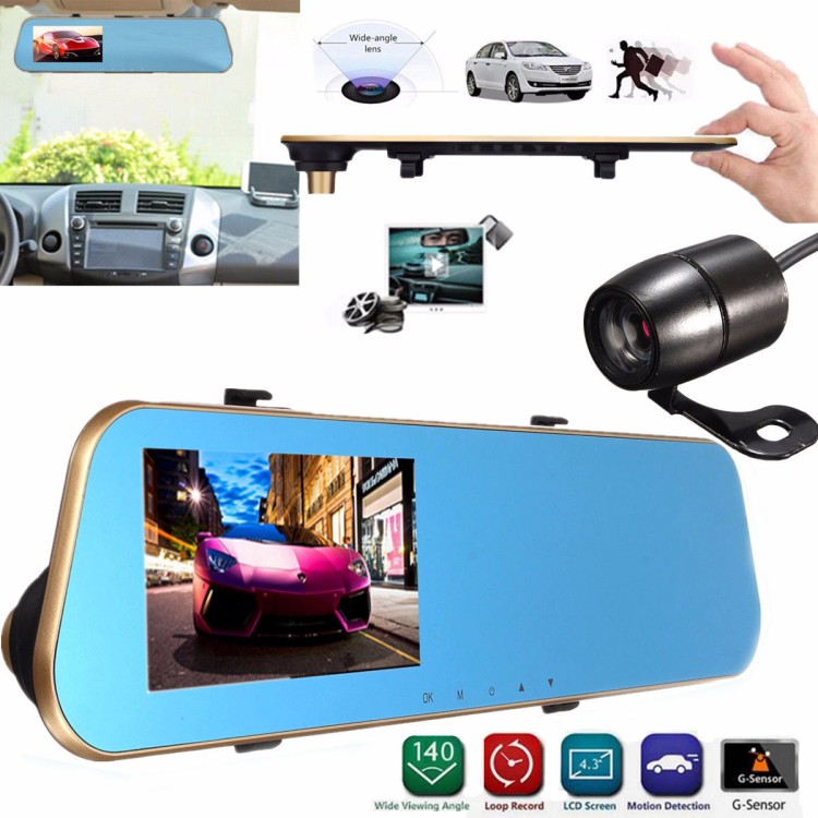 Κάθρέφτης με οθόνη 4.3 & 2 κάμερες καταγραφής Full HD 1080p αυτοκινήτου