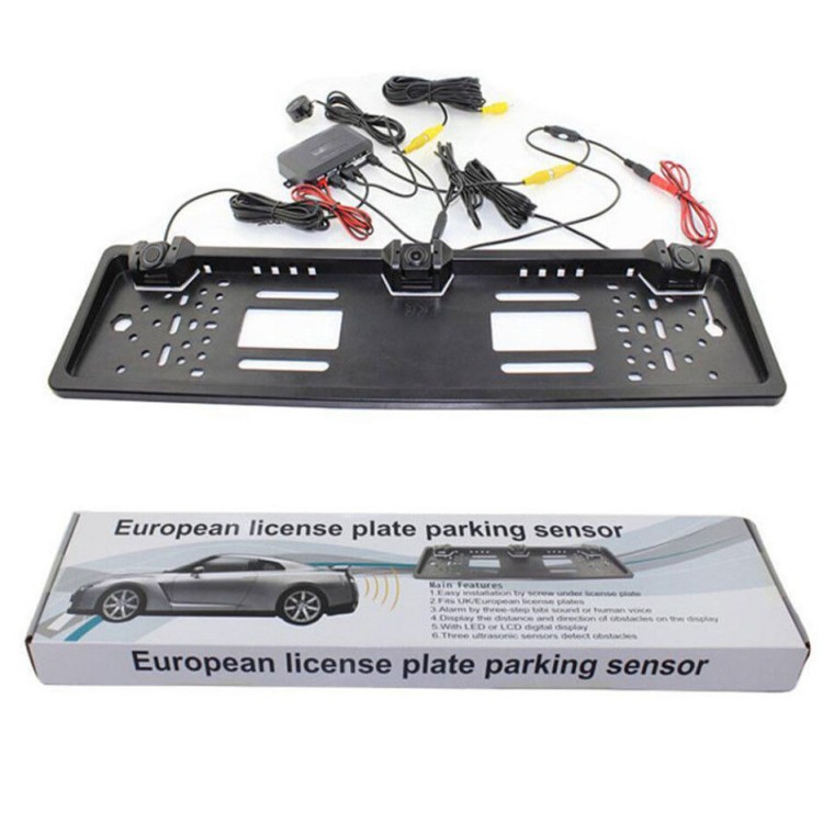 Κάμερα με πλαίσιο πινακίδας της ΕΕ με 2 αισθητήρες & βομβητή παρκαρίσματος