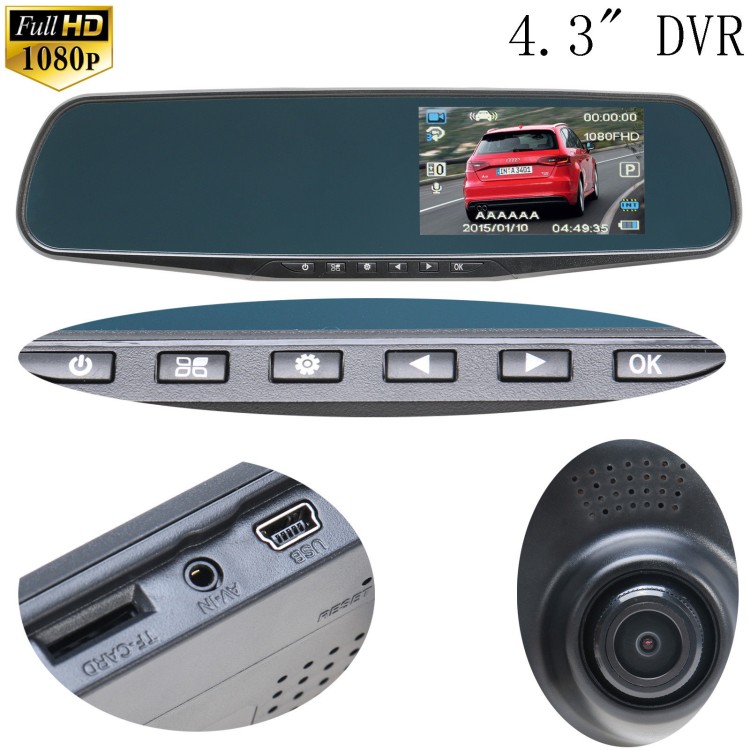 Καθρέφτης αυτοκινήτου με κάμερα καταγραφής και 4.3 οθόνη 1080p