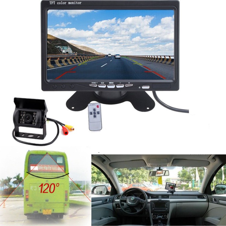 Οθόνη μόνιτορ 7 και κάμερα 18Led 12v για Φορτηγά Λεωφορεία