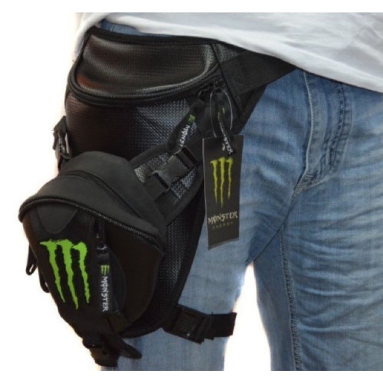 Τσαντάκι δερμάτινο μέσης μηρού μοτοσυκλέτας monsrer energy αδιάβροχο