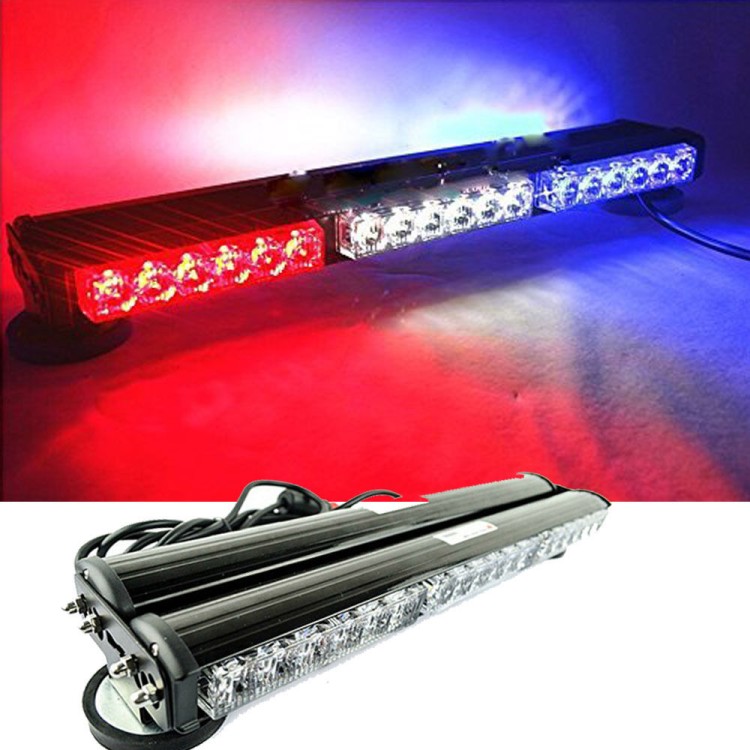 108w Διπλή μαγνητική μπάρα Μπλέ-Άσπρο-Κόκκινο φάρος LED Strobe