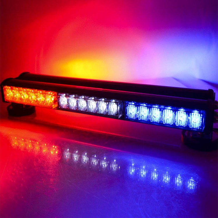 108w Διπλή μαγνητική μπάρα Μπλέ-Άσπρο-Κόκκινο φάρος LED Strobe