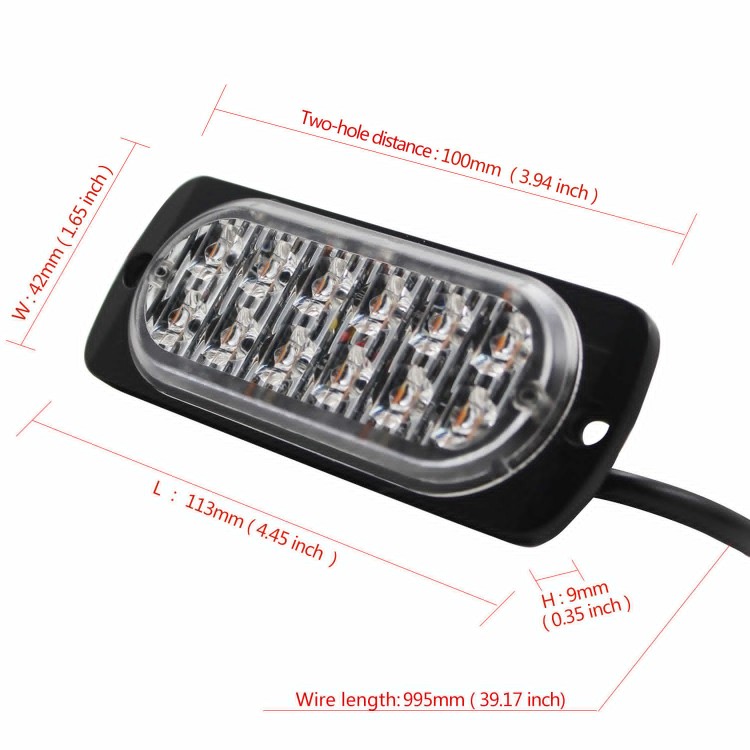 2x36W 12LED Προειδοποίηση έκτακτης ανάγκης Strobe πορτοκαλί 12-24V