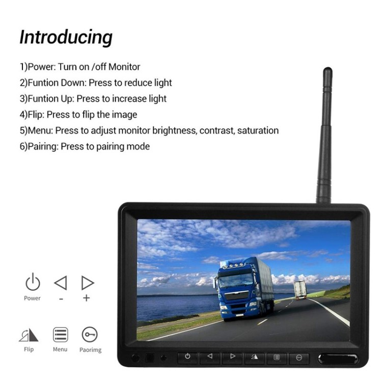 Ασύρματη κάμερα IP69 με οθόνη μόνιτορ 7 1080 HD 12-24V