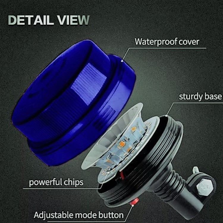 24W Μπλε φάρος Led Strobe 12/24V με 7 Mode