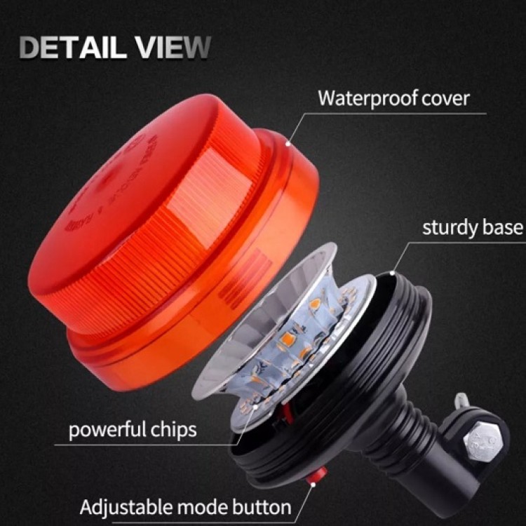 24W Πορτοκαλί φάρος Led Strobe 12/24V με 7 Mode