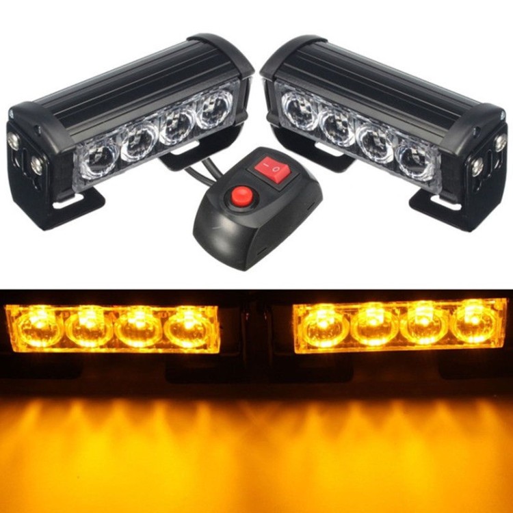 2x4 LED 12V Αυτοκίνητου Strobe Προειδοποίησης Έκτακτης Ανάγκης