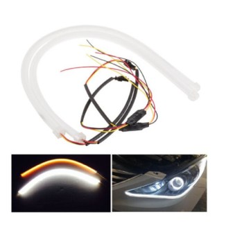 Φώτα ημέρας Led 12v ζεύγος εύκαμπτο λευκό & πορτοκαλί