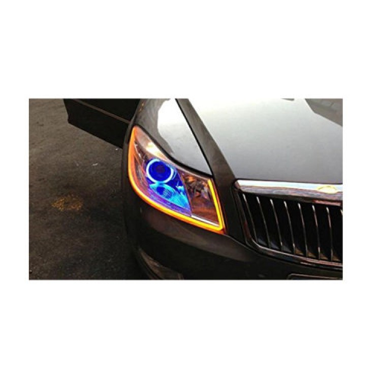 Φώτα ημέρας Led 12v ζεύγος εύκαμπτο λευκό & πορτοκαλί