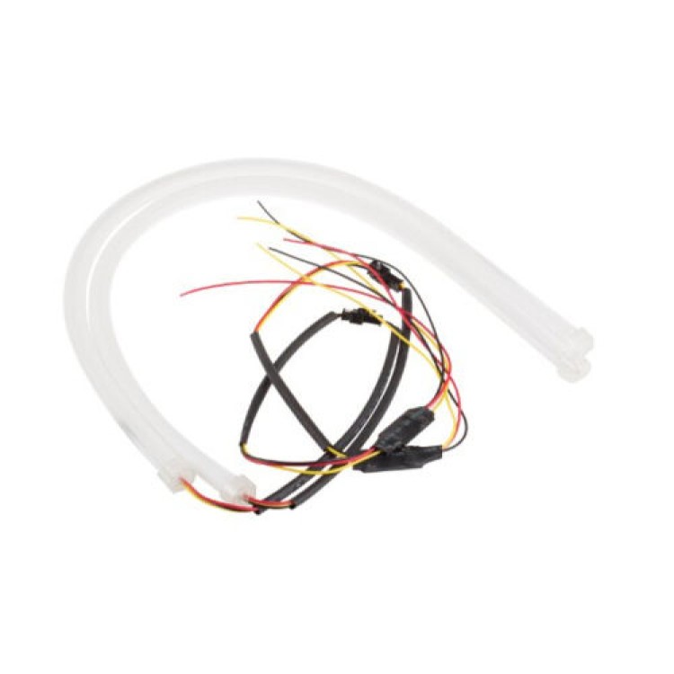 Φώτα ημέρας Led 12v ζεύγος εύκαμπτο λευκό & πορτοκαλί