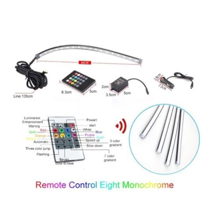 Led φωτισμού ατμόσφαιρας αυτοκινήτου με remote control music