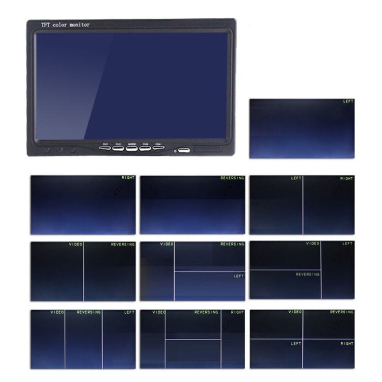 Οθόνη μόνιτορ 7 LCD LED με 4 εξόδους βίντεο για Φορτηγά, λεωφορεία