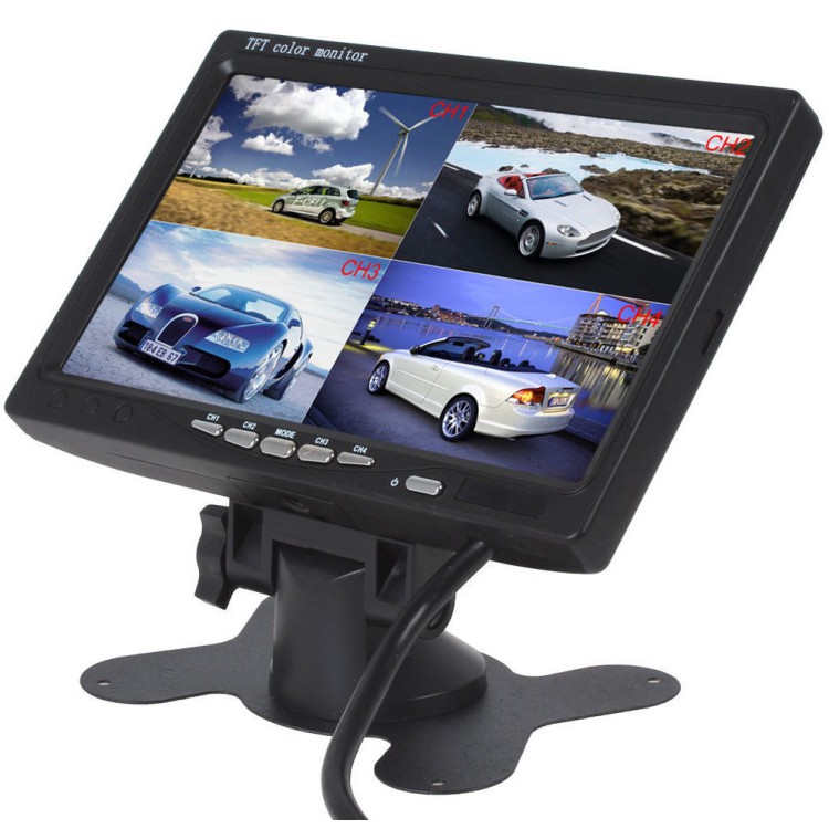 Οθόνη μόνιτορ 7 LCD LED με 4 εξόδους βίντεο για Φορτηγά, λεωφορεία