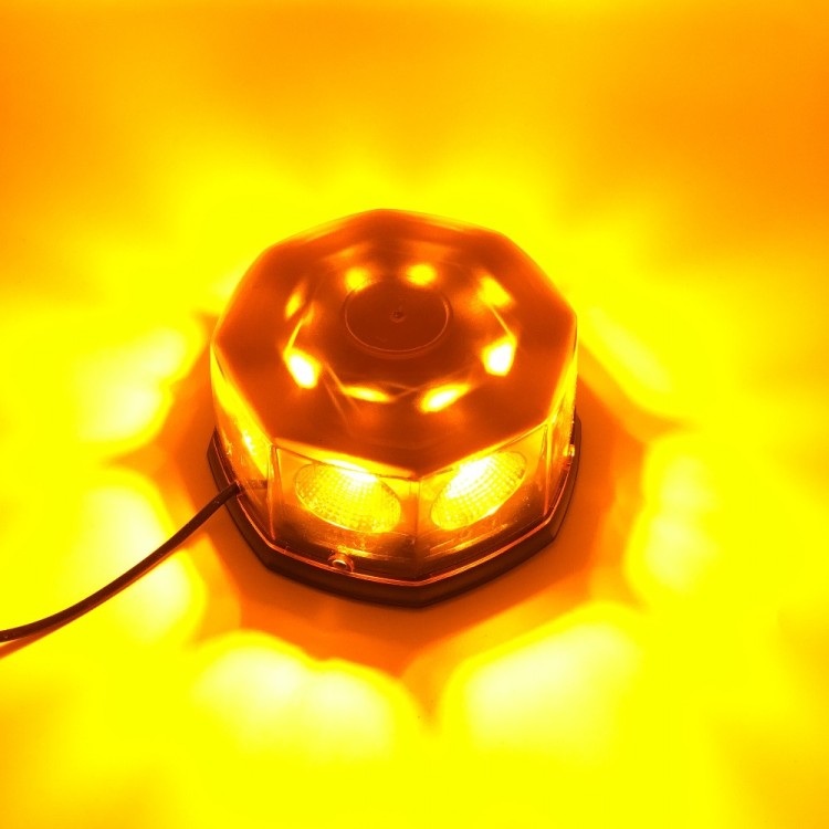 Μαγνητικός φάρος 48w με 8 Cob Led Πορτοκαλί strobe 12V-24V