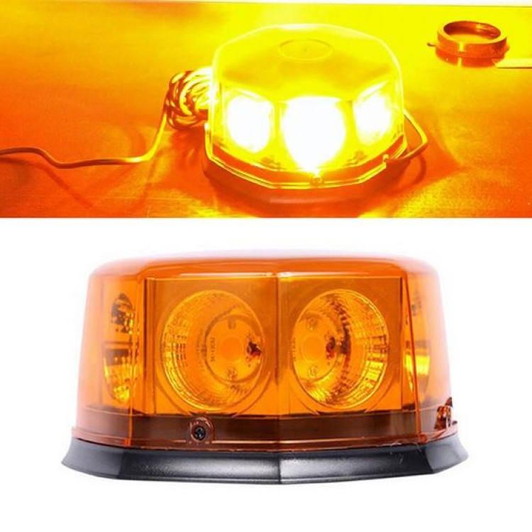 Μαγνητικός φάρος 48w με 8 Cob Led Πορτοκαλί strobe 12V-24V