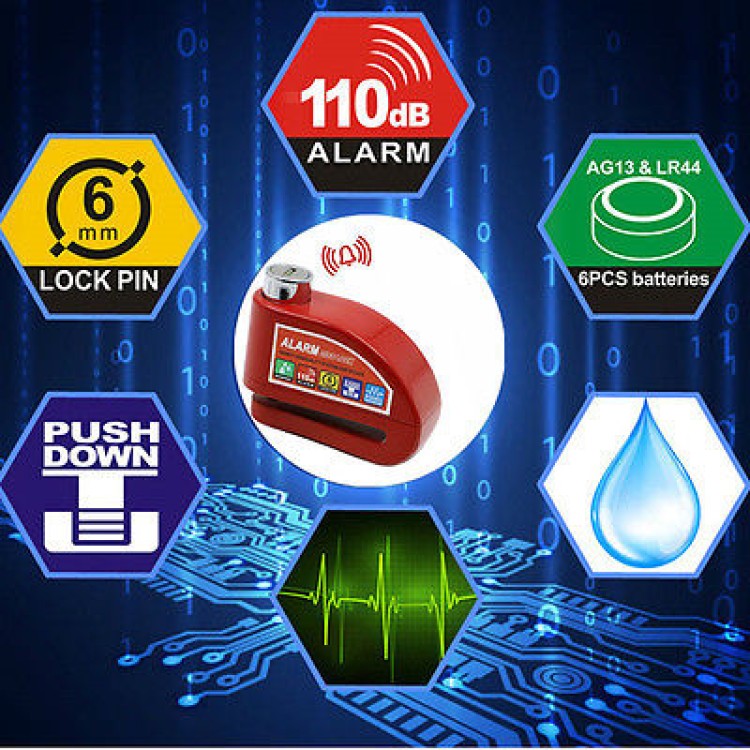 Κλειδαριά δισκόφρενου με συναγερμό μοτοσυκλέτας