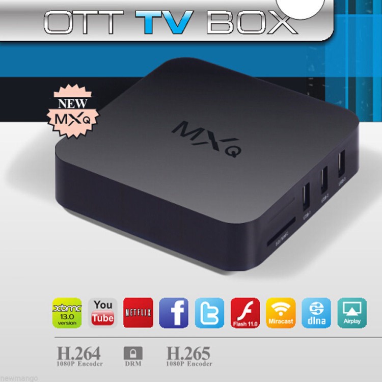 TV Box MXQ OTT Android 4.4 Quad Core WiFi Kodi 1080P 8GB XBMC