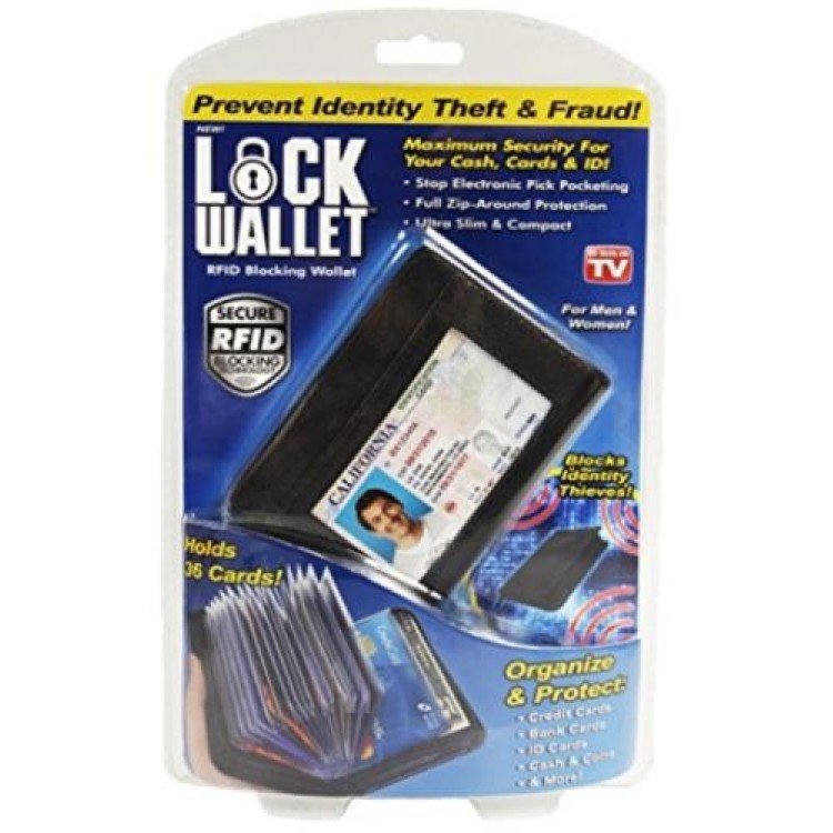 Δερμάτινο πορτοφόλι με φερμουάρ ασφαλείας για 36 κάρτες