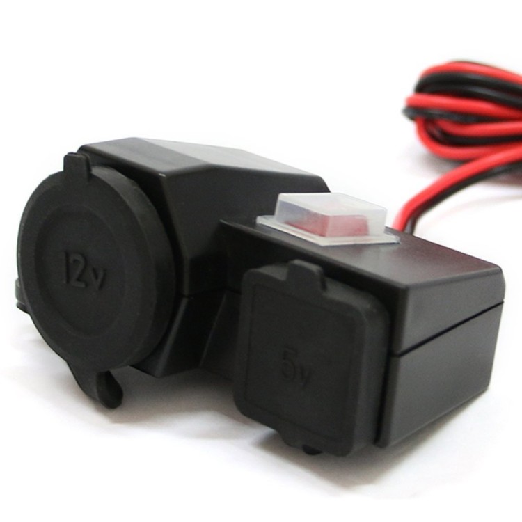 Διπλή υποδοχή USB 12V / 5V με αναπτήρα ρεύματος φορτιστής μοτοσικλέτας