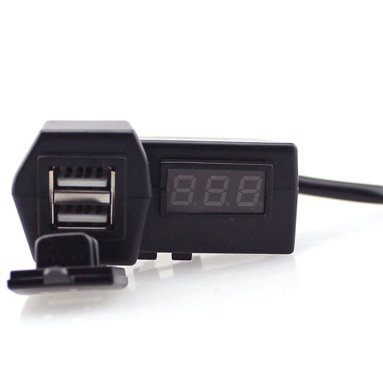 Διπλό USB φορτιστής 1x3.1A Μοτοσικλέτας + LCD ψηφιακή οθόνη LED Βολτόμετρο