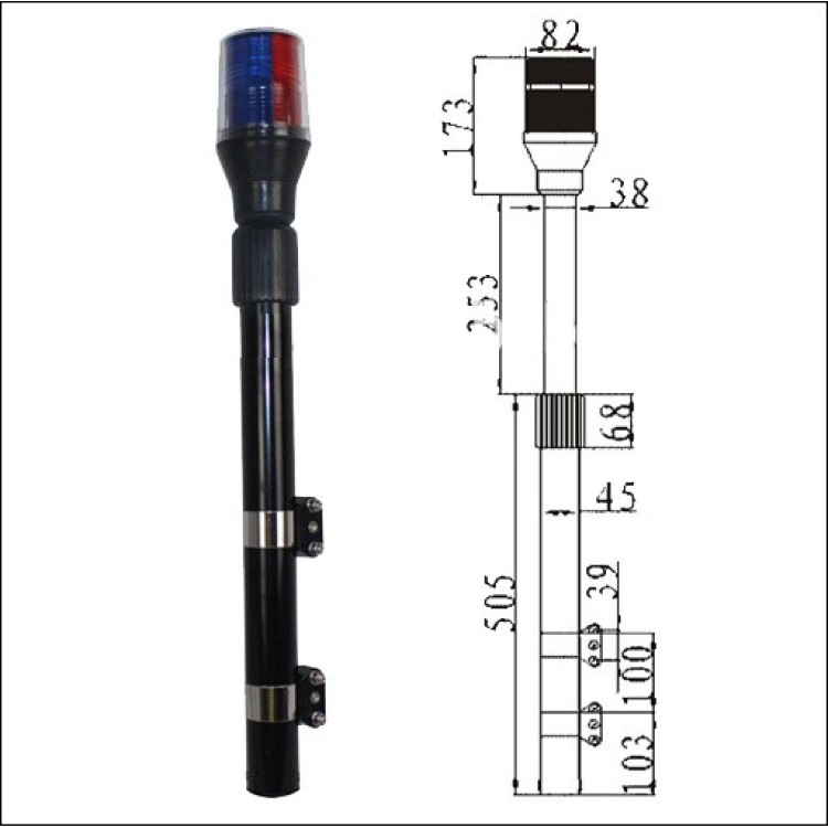 Φάρος με 90 LED 23W με πτυσσόμενο κοντάρι μοτοσυκλέτας 12V