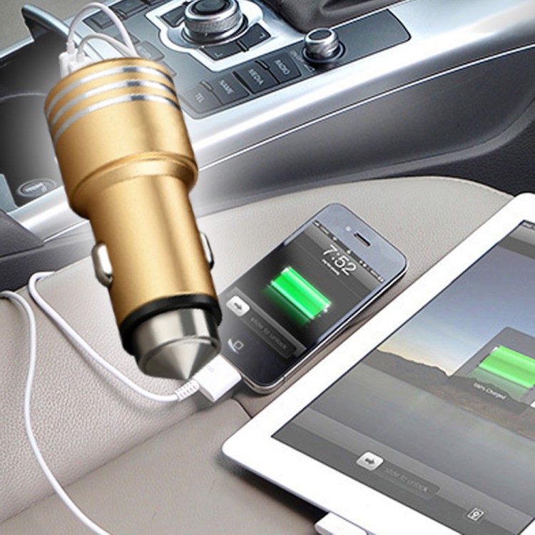 Φορτιστής αναπτήρα αυτοκινήτου 2.1A με 2 Usb & σφυρί ασφαλείας