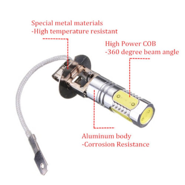 H3 7.5W COB LED DRL 12V λάμπα αυτοκινήτου υψηλής ισχύος
