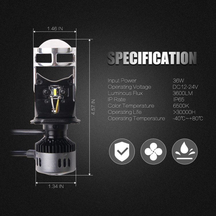 H4 Led λάμπα 36W 12-24V 3600LM μοτοσυκλέτας