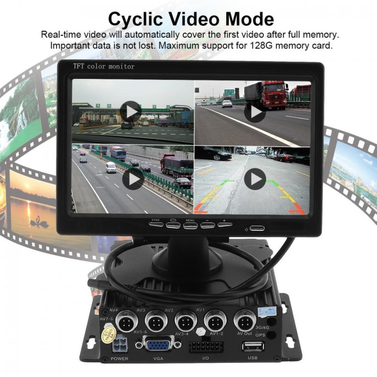 Οθόνη μόνιτορ 7 κιτ με καταγραφικό και 4 κάμερες CCD 12/24V