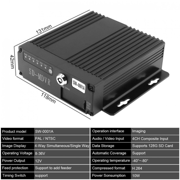 Οθόνη μόνιτορ 7 κιτ με καταγραφικό και 4 κάμερες CCD 12/24V