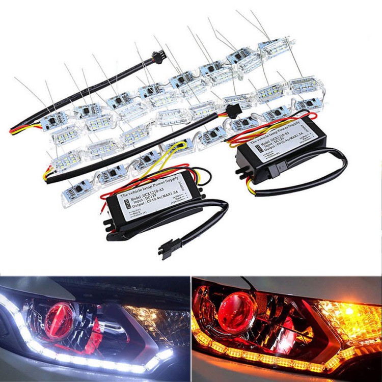 Φώτα ημέρας led Crystal λευκό & πορτοκαλί υψηλής ποιότητας