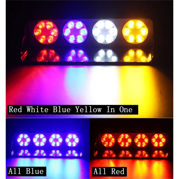 Strobe 24 Led με βεντούζα παρμπρίζ με 7 mode 12V