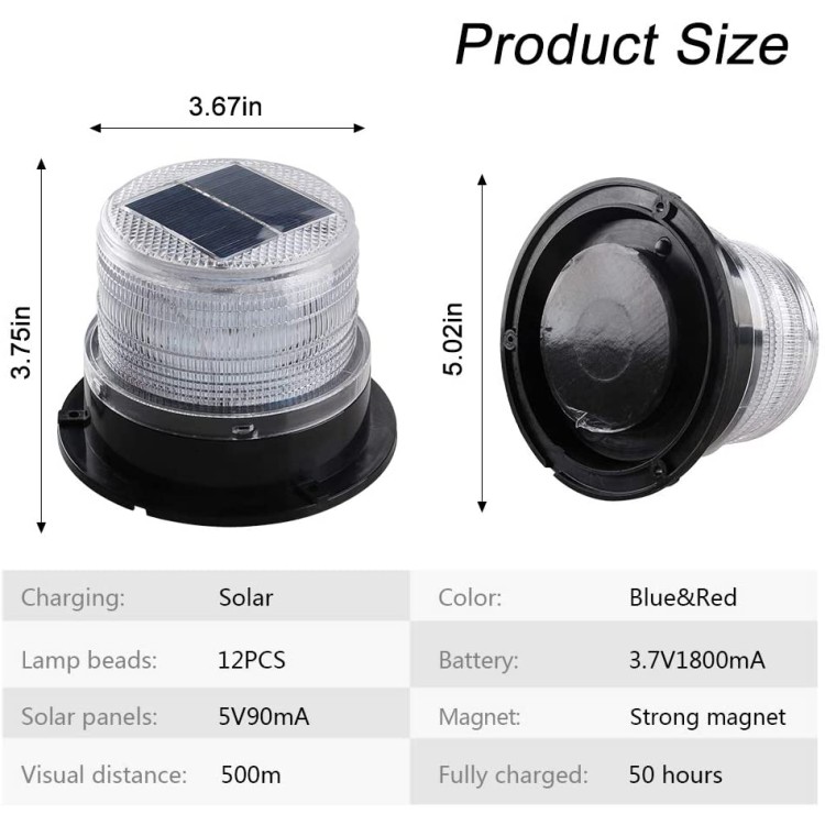 Ηλιακός μαγνητικός μπλε φάρος 8 Led αδιάβροχος