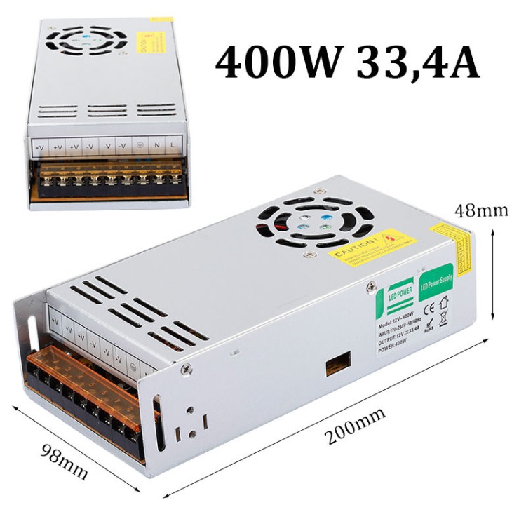 Τροφοδοτικό 120w - 380w -500w  12v DC για ταινίες και φωτισμό Led