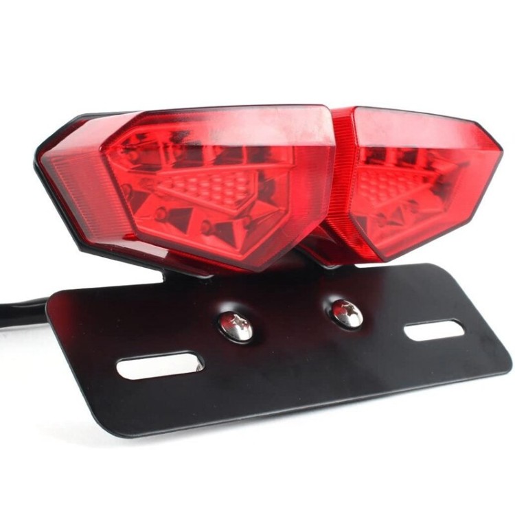 Universal Διπλό πίσω φανάρι Led μοτοσικλέτας με πλαίσιο πινακίδας