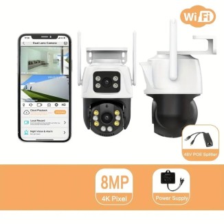 Διπλή κάμερα ασφαλείας 360° WiFi 8 x Zoom