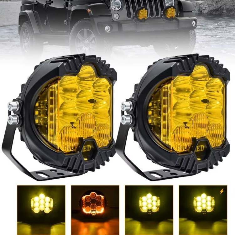 Σετ Κίτρινοι Προβολείς Off-Road 5” 90W 12-24V Cree Led