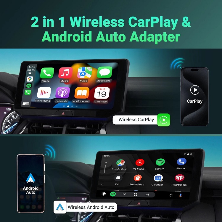 Ασύρματος προσαρμογέας Android Auto & Carplay για iOS & Android