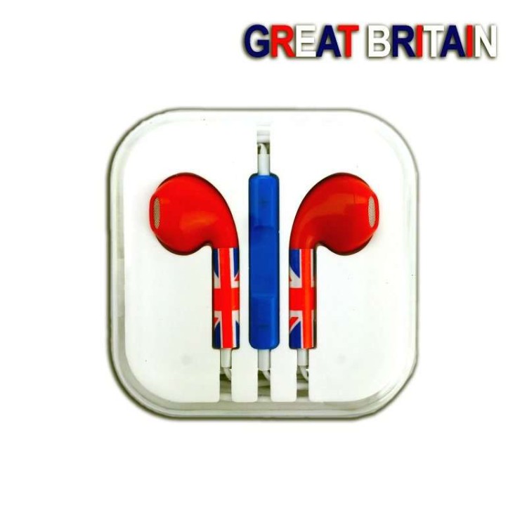 Ακουστικά hands-free με αγγλική σημαία για Apple iphone