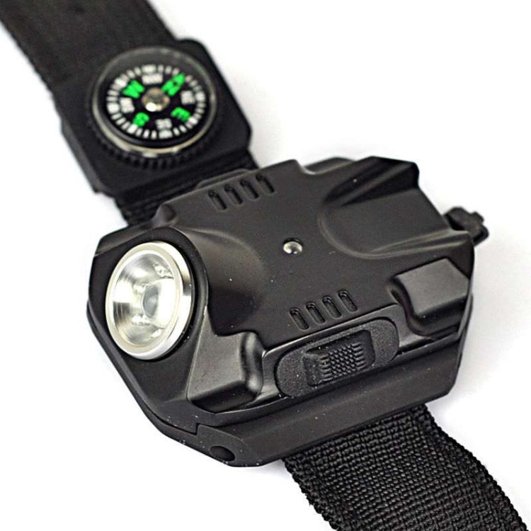 Ισχυρός φακός επαναφορτιζόμενος Led Q5 καρπού βραχιόλι με πυξίδα