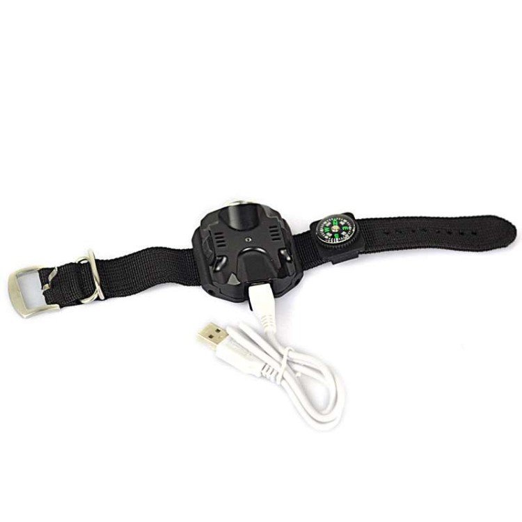 Ισχυρός φακός επαναφορτιζόμενος Led Q5 καρπού βραχιόλι με πυξίδα