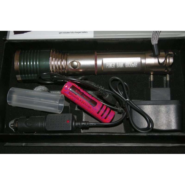 Φακός Led 3w zoom & power bank