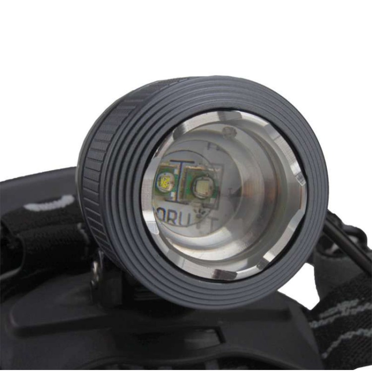 Φακός κεφαλής ζουμ 1800Lm & 2x18650 μπαταρίες Li-ion